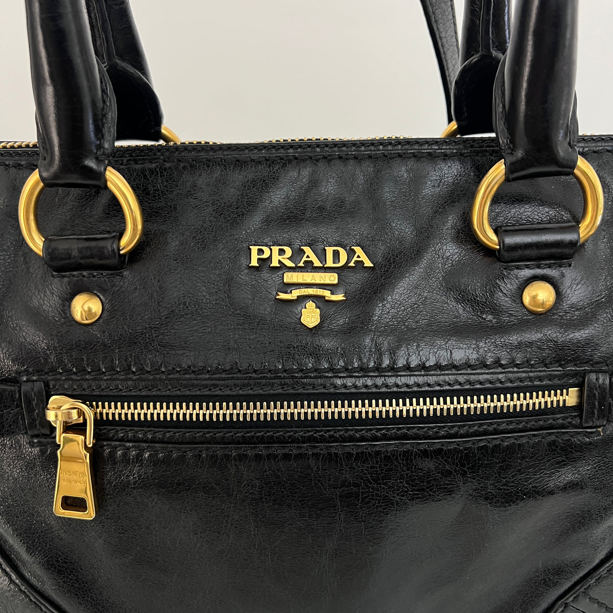 Sac à bandoulière PRADA Bonnie cuir lisse noir