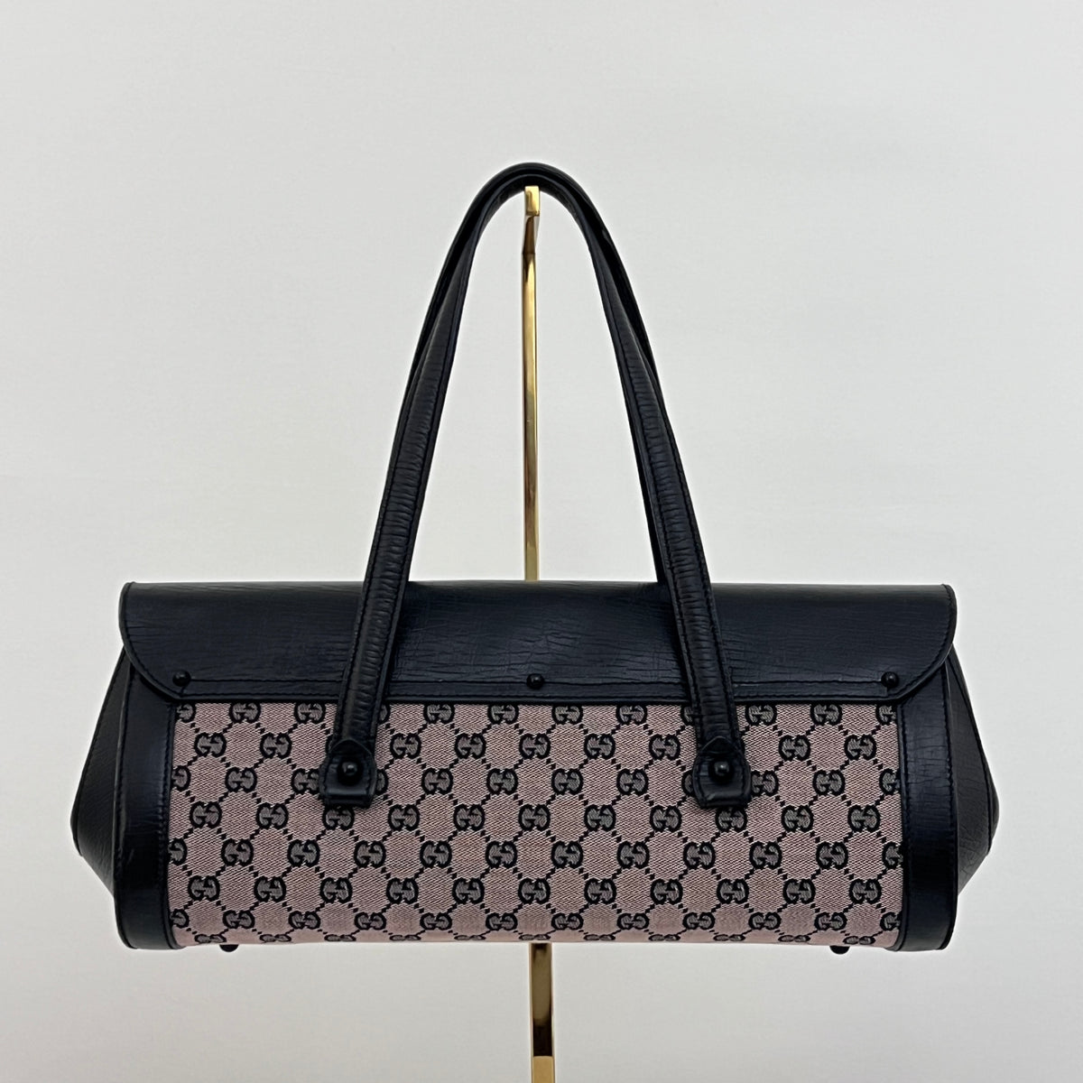 Sac GUCCI Bamboo Bullet toile et cuir noir