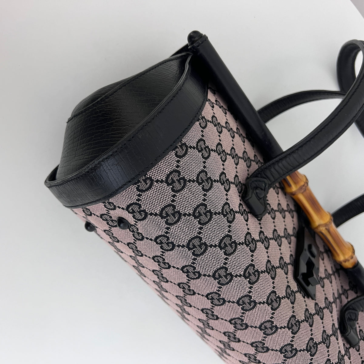 Sac GUCCI Bamboo Bullet toile et cuir noir
