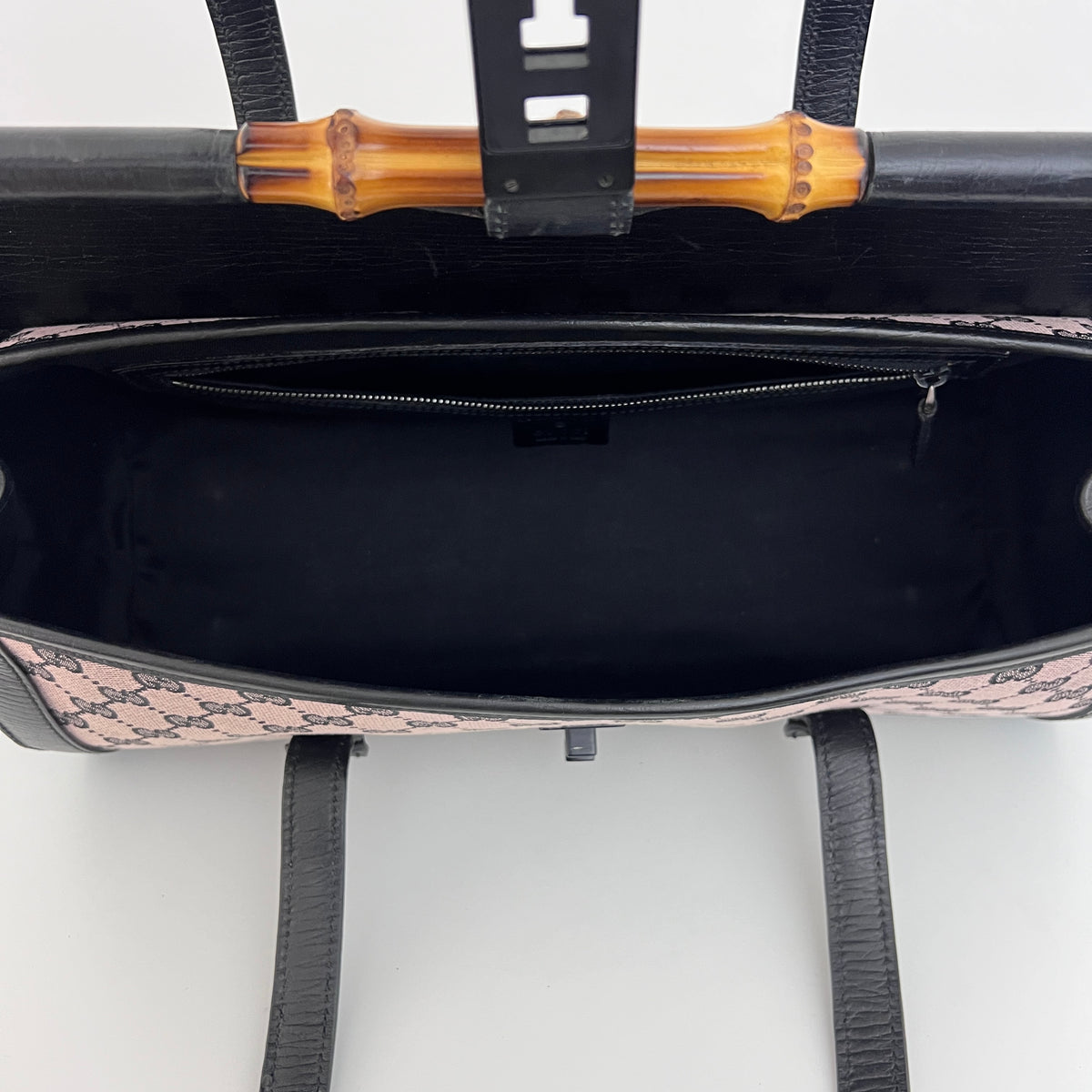 Sac GUCCI Bamboo Bullet toile et cuir noir