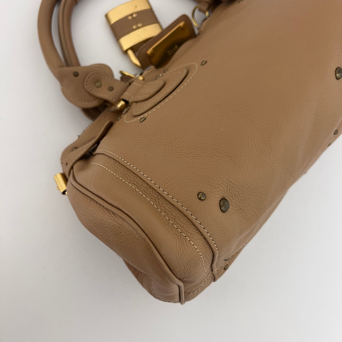 Sac CHLOÉ Paddington cuir grainé beige