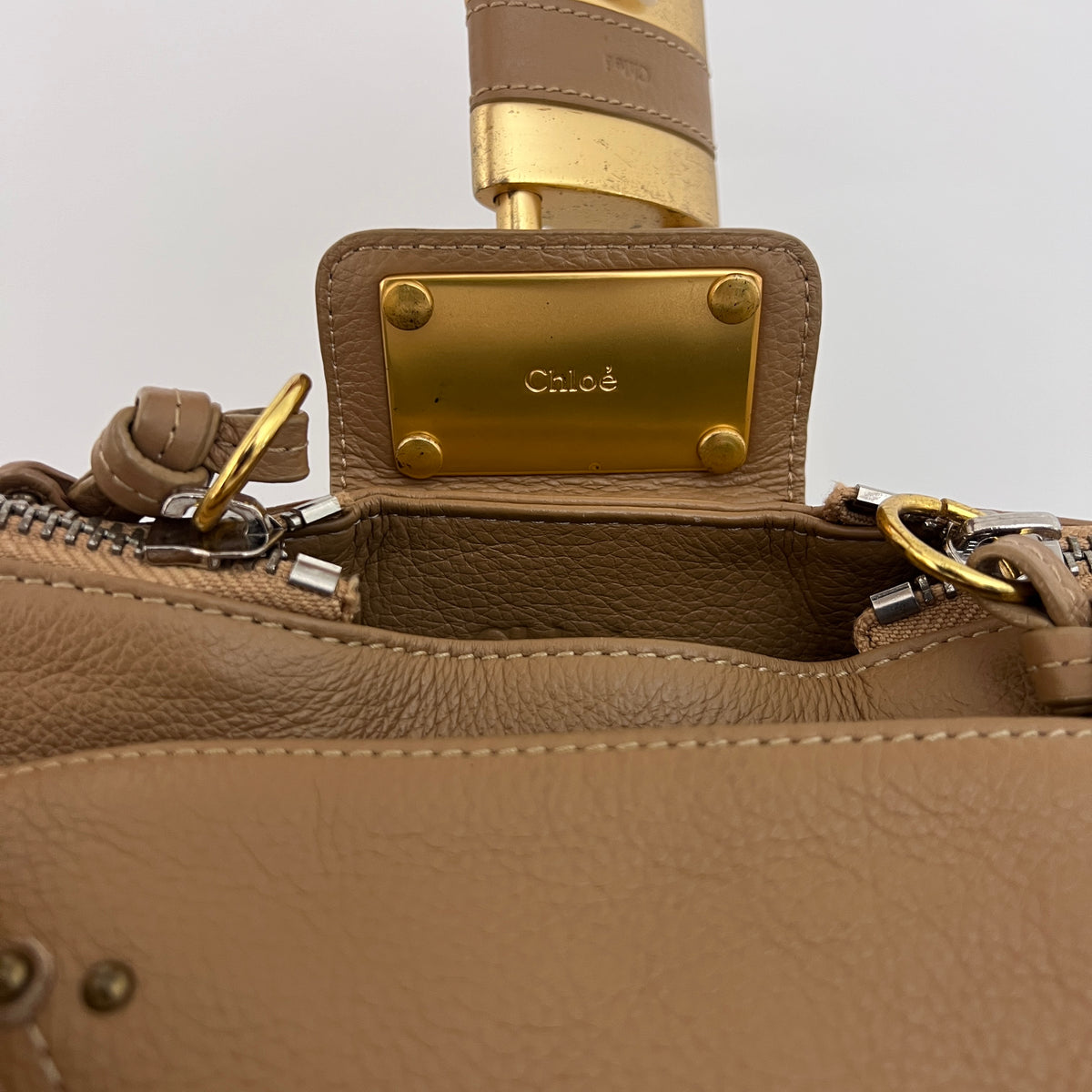 Sac CHLOÉ Paddington cuir grainé beige