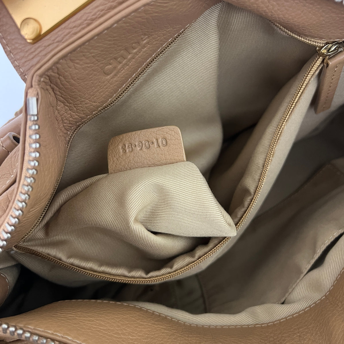 Sac CHLOÉ Paddington cuir grainé beige