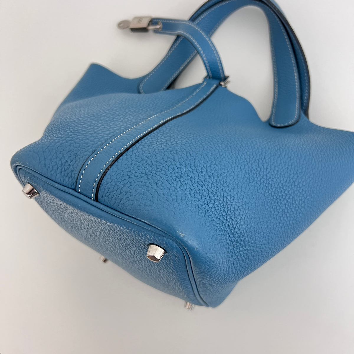 Sac HERMÈS Picotin PM cuir grainé bleu