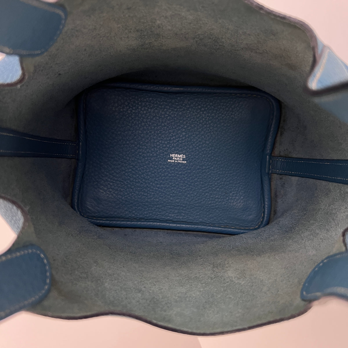 Sac HERMÈS Picotin PM cuir grainé bleu