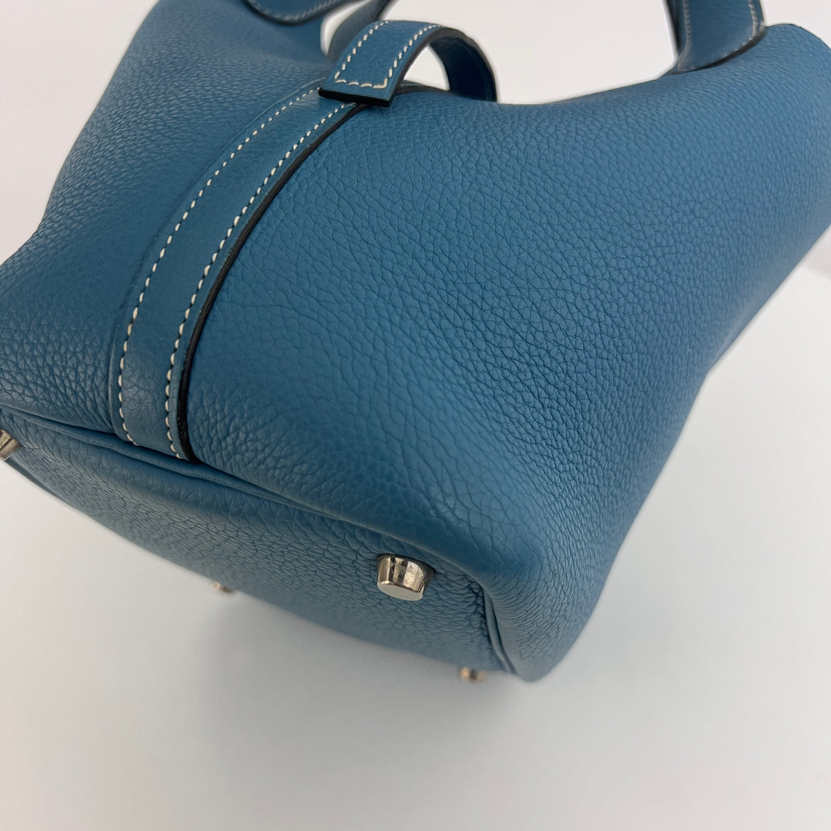 Sac HERMÈS Picotin PM cuir grainé bleu