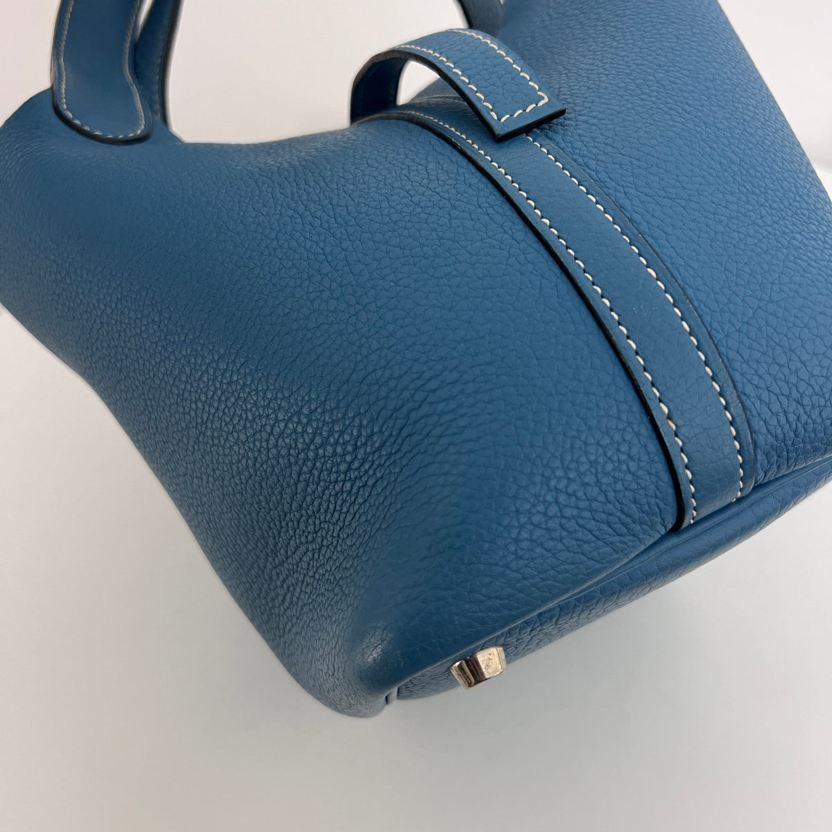 Sac HERMÈS Picotin PM cuir grainé bleu