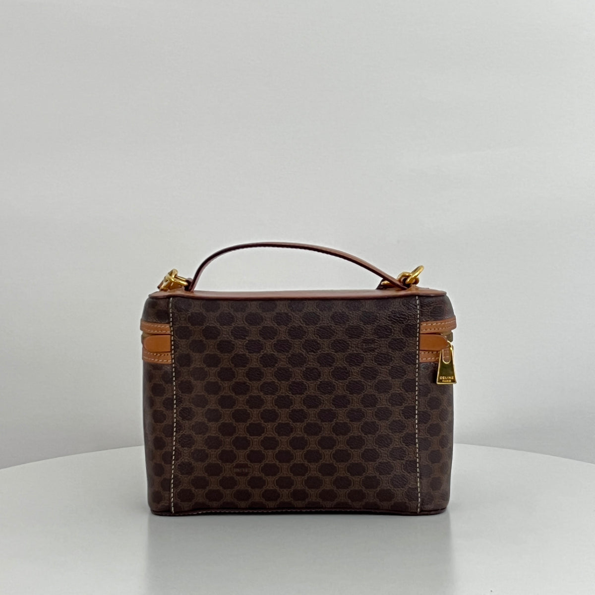 CELINE vanity case in brown canvas and leather