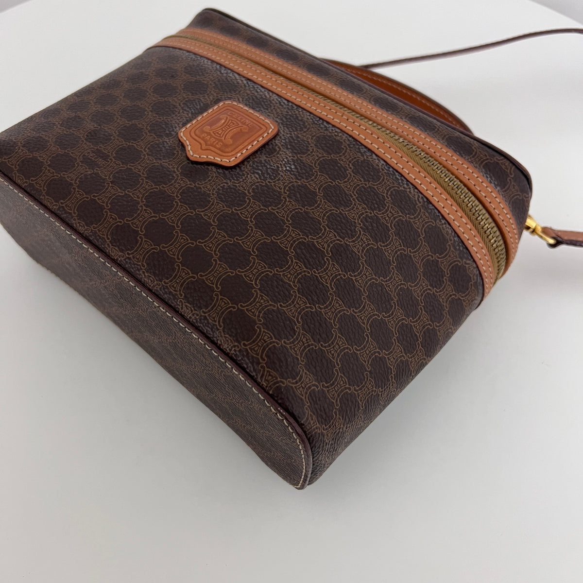 CELINE vanity case in brown canvas and leather