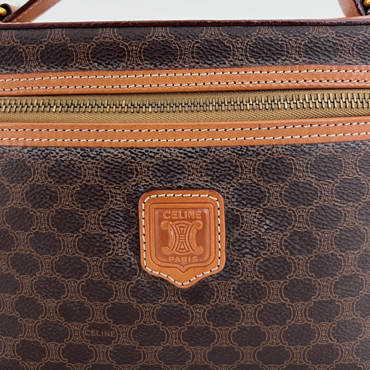 CELINE vanity case in brown canvas and leather