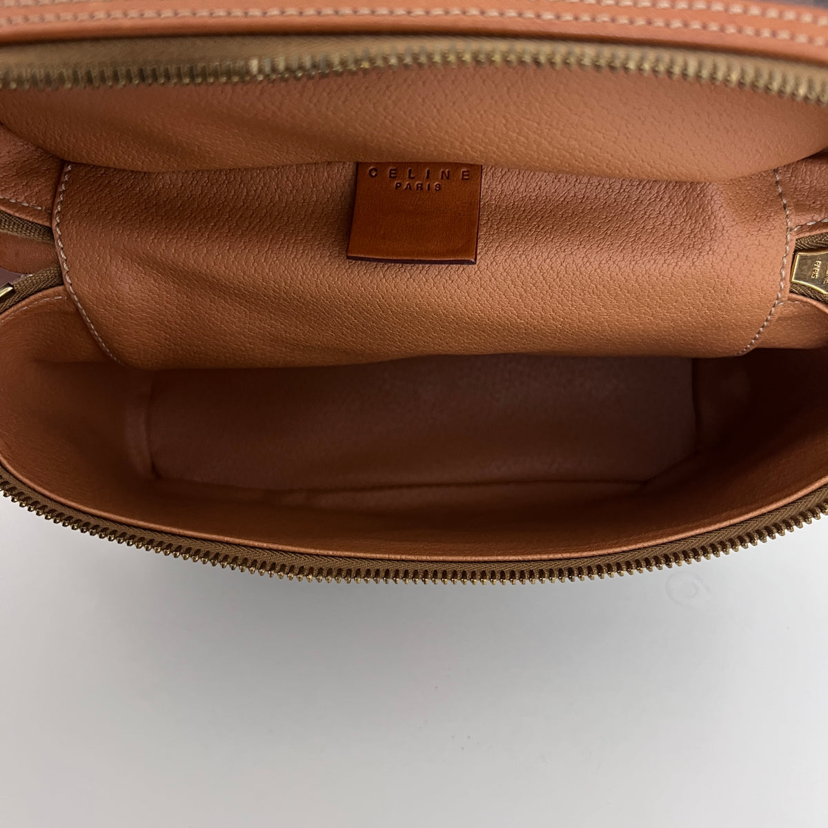 CELINE vanity case in brown canvas and leather