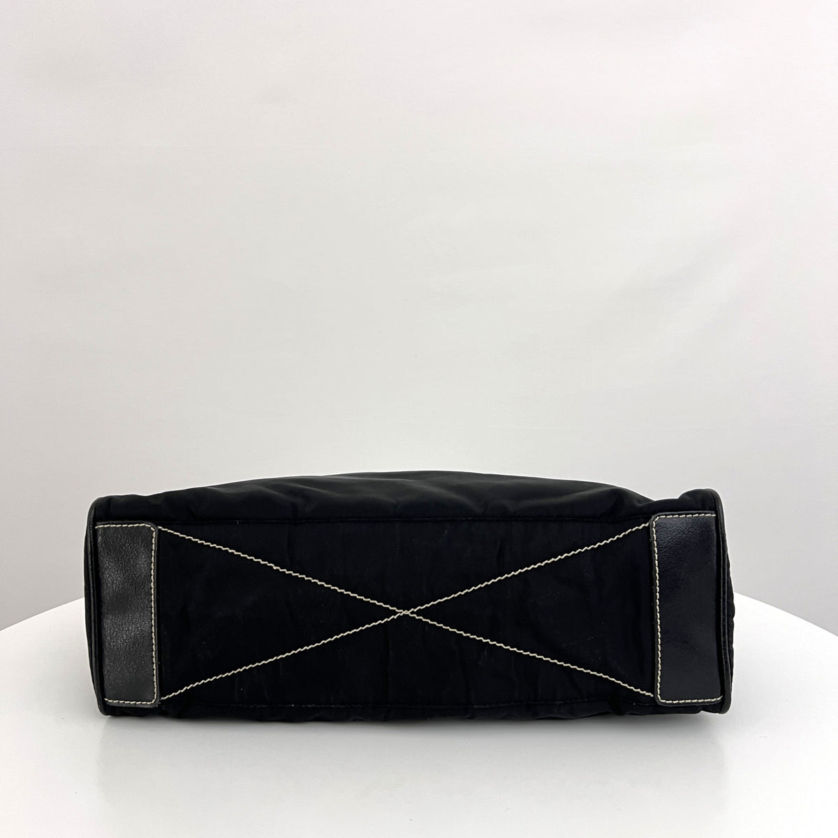 Sac PRADA Hobo nylon et cuir noir