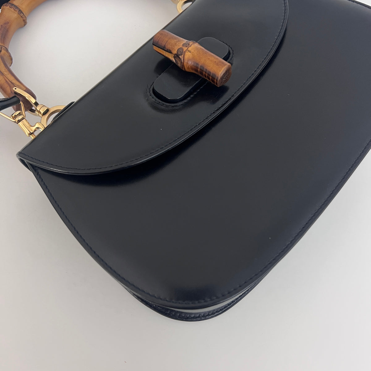 Sac à bandoulière GUCCI Bamboo 1947 Moyen cuir lisse noir
