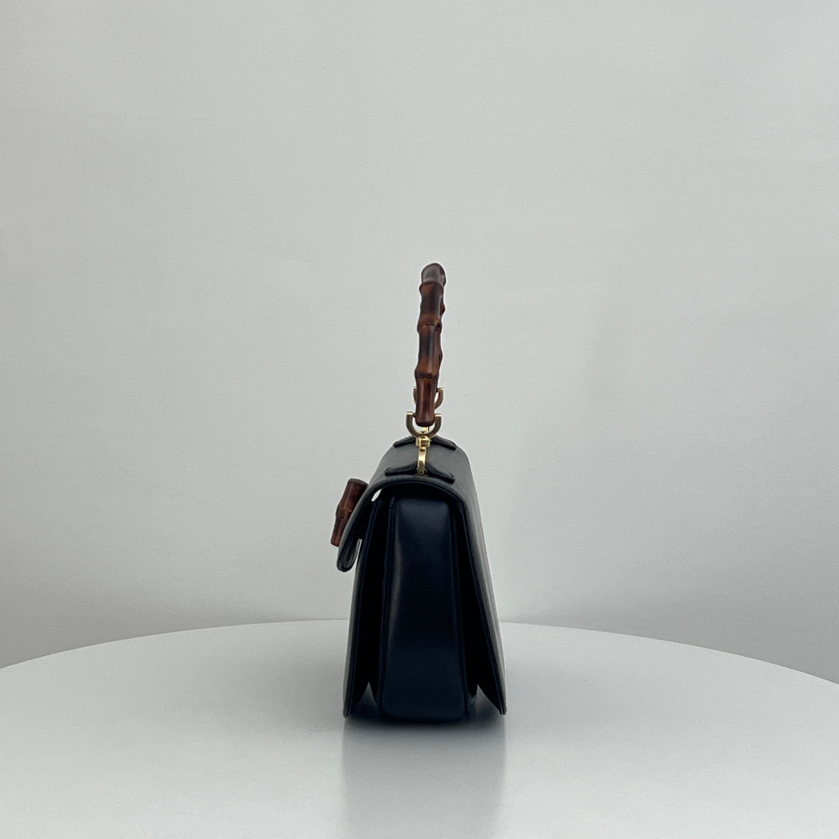 GUCCI Bamboo 1947 small black smooth leather shoulder bag