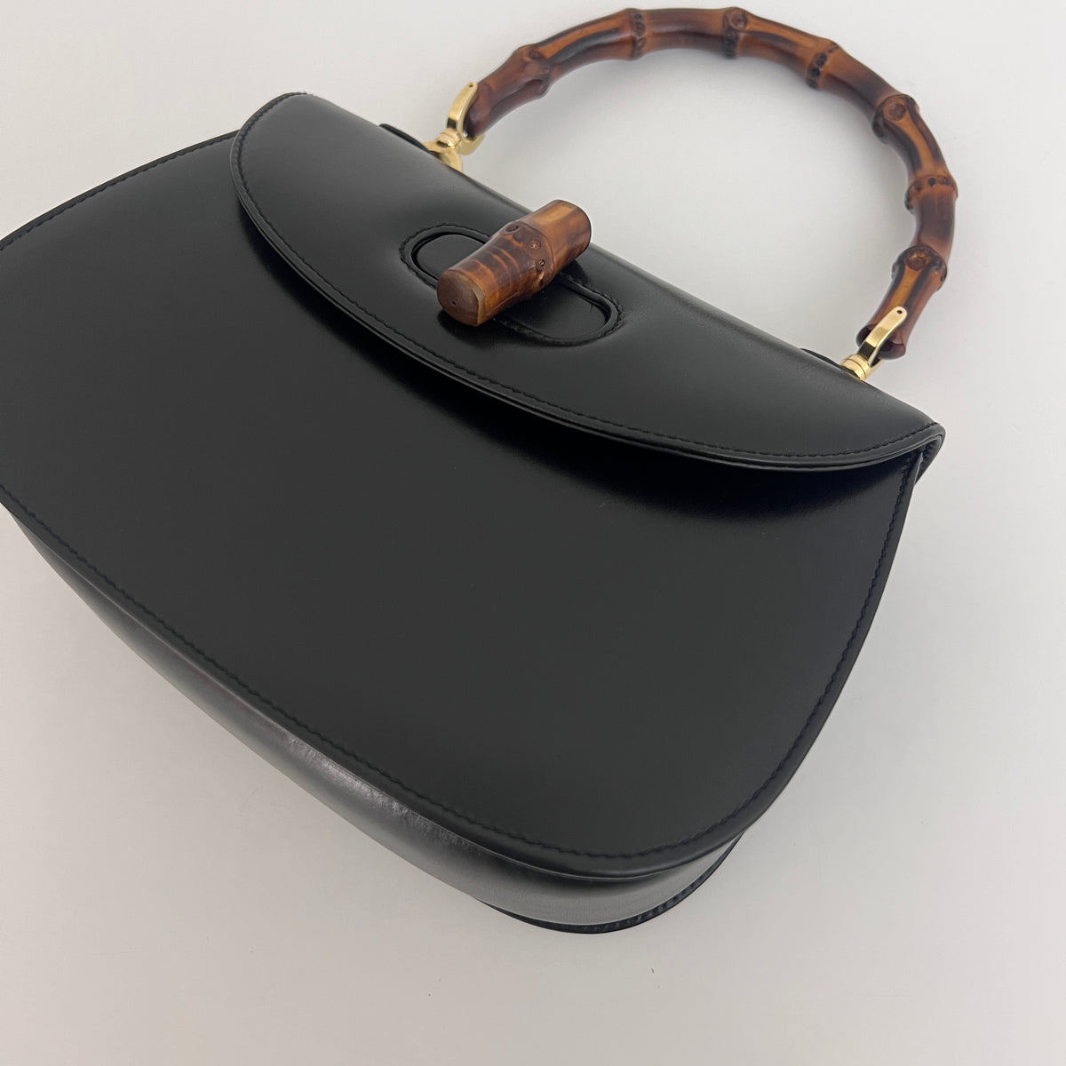 GUCCI Bamboo 1947 small black smooth leather shoulder bag