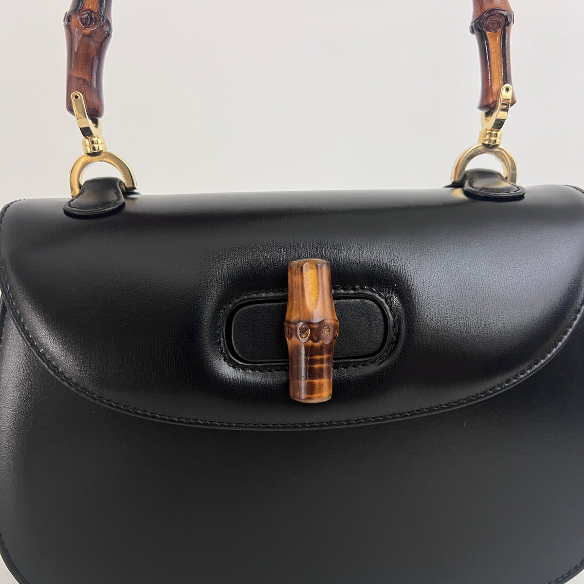 GUCCI Bamboo 1947 small black smooth leather shoulder bag