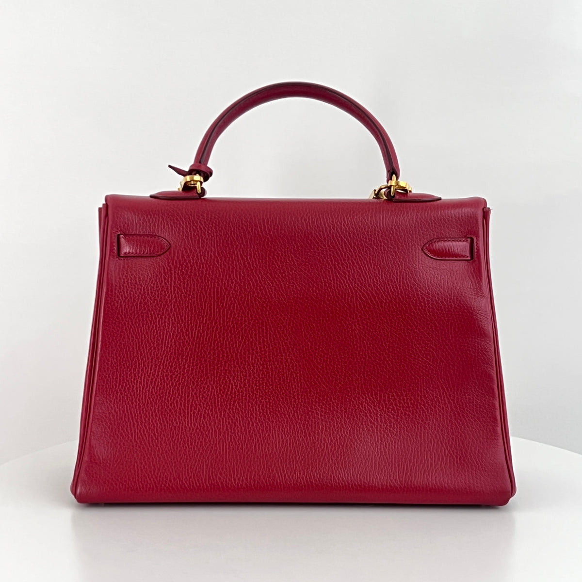 Sac à bandoulière HERMÈS Kelly 35 cuir grainé retourné rouge