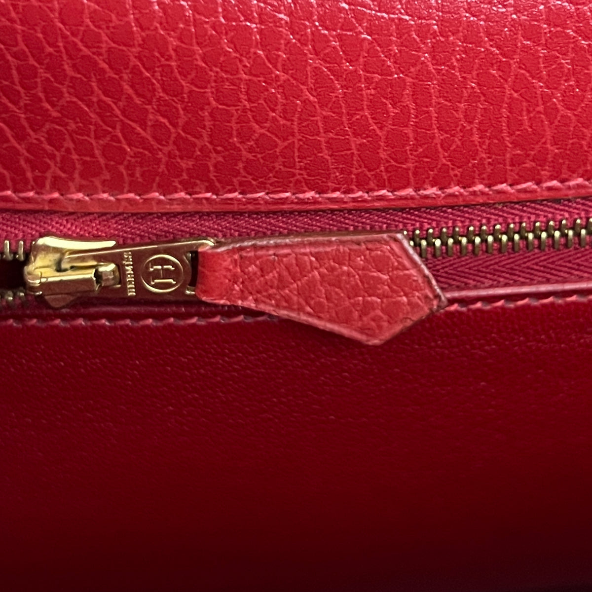 Sac à bandoulière HERMÈS Kelly 35 cuir grainé retourné rouge