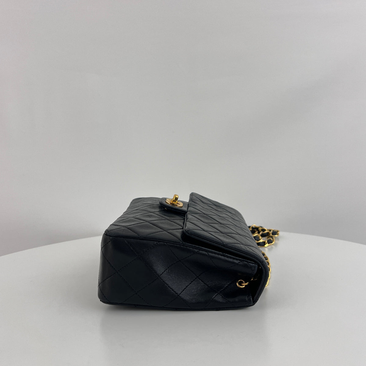 CHANEL Classic Mini Rectangle shoulder bag vintage black lambskin 1989-1991