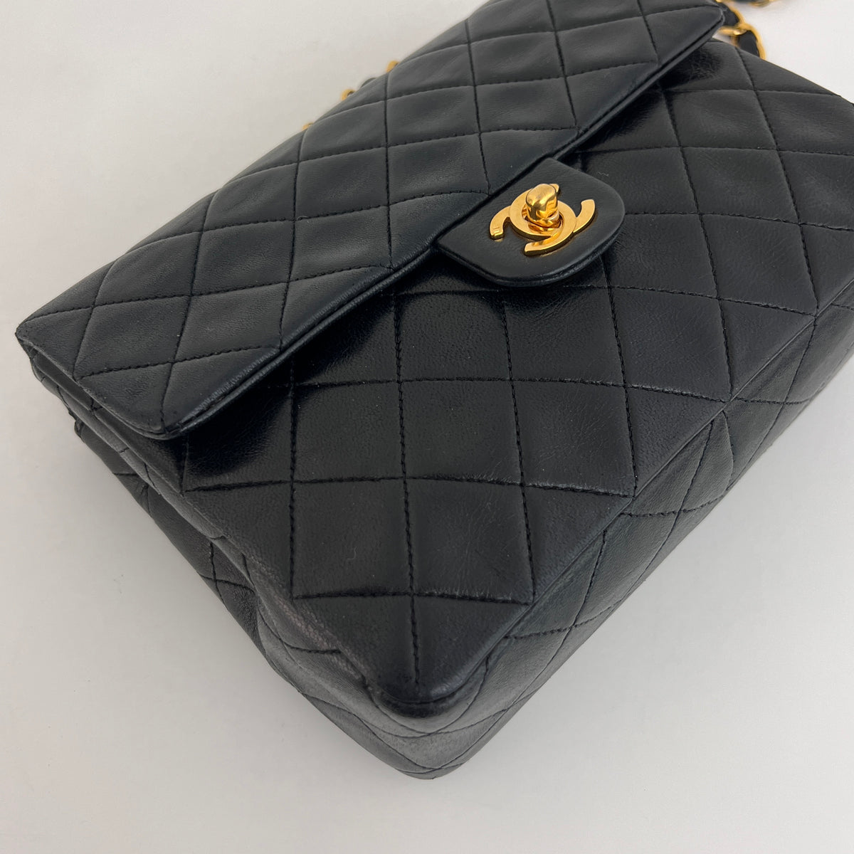 CHANEL Classic Mini Rectangle shoulder bag vintage black lambskin 1989-1991