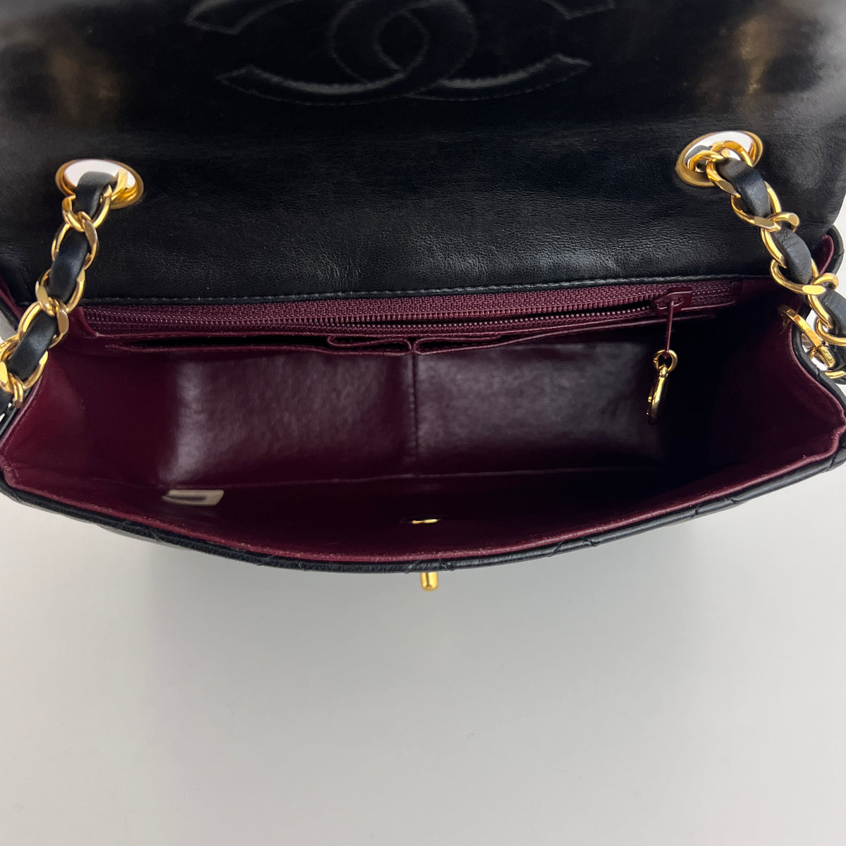CHANEL Classic Mini Rectangle shoulder bag vintage black lambskin 1989-1991