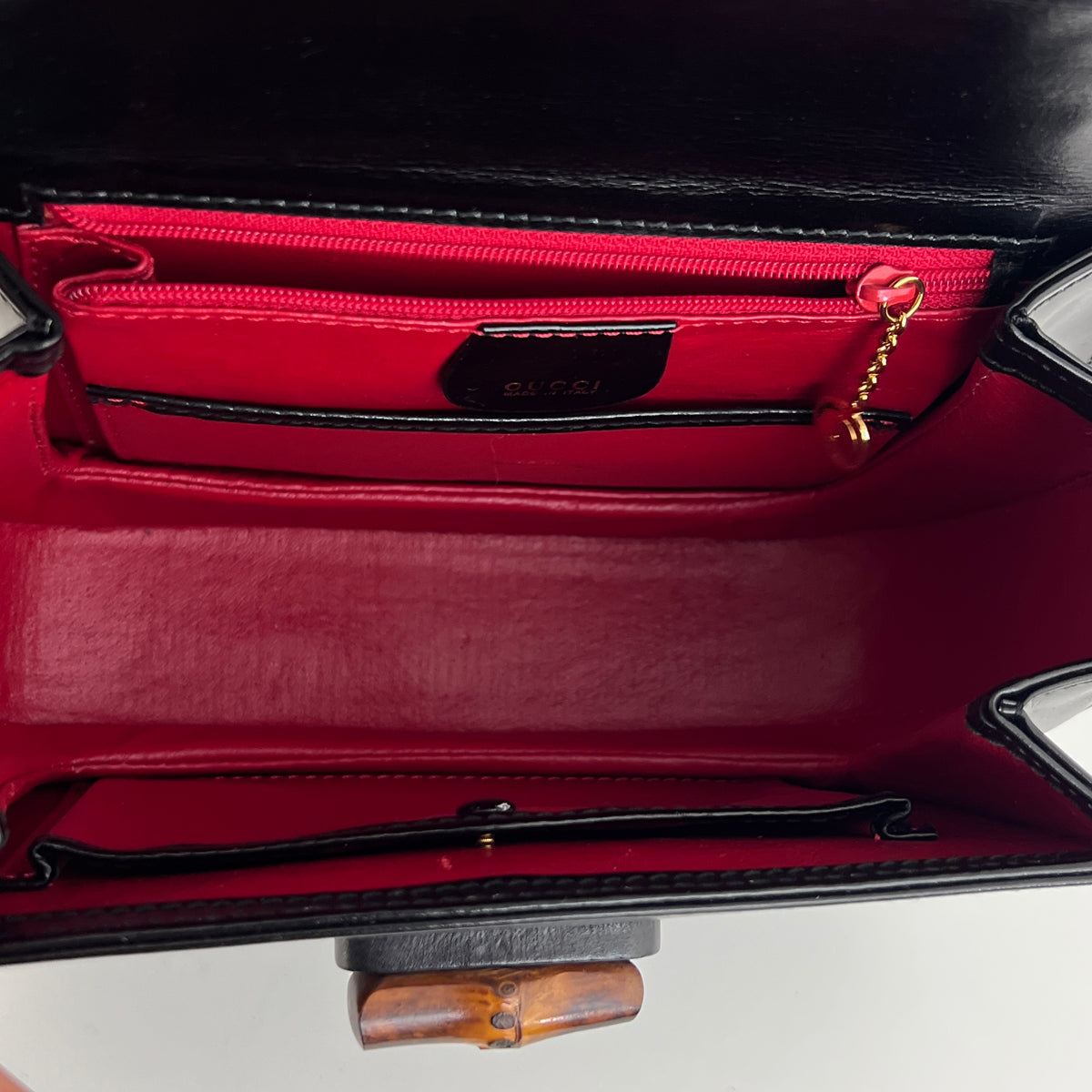 GUCCI Bamboo 1947 Small black smooth leather shoulder bag