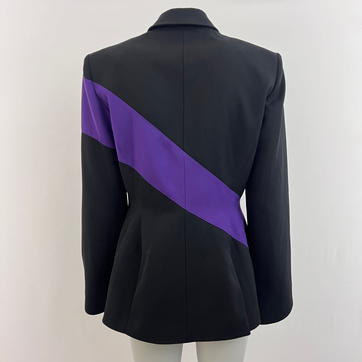 Veste Thierry Mugler Couture vintage circa 1990 noire et violette en laine Taille M