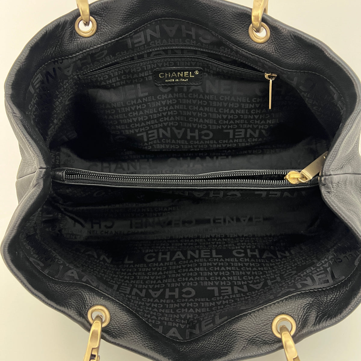 Sac CHANEL Tote Top Handle cuir caviar noir vintage 2003-2004