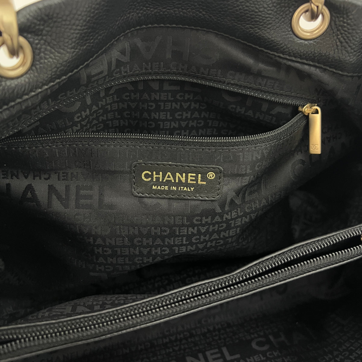 Sac CHANEL Tote Top Handle cuir caviar noir vintage 2003-2004