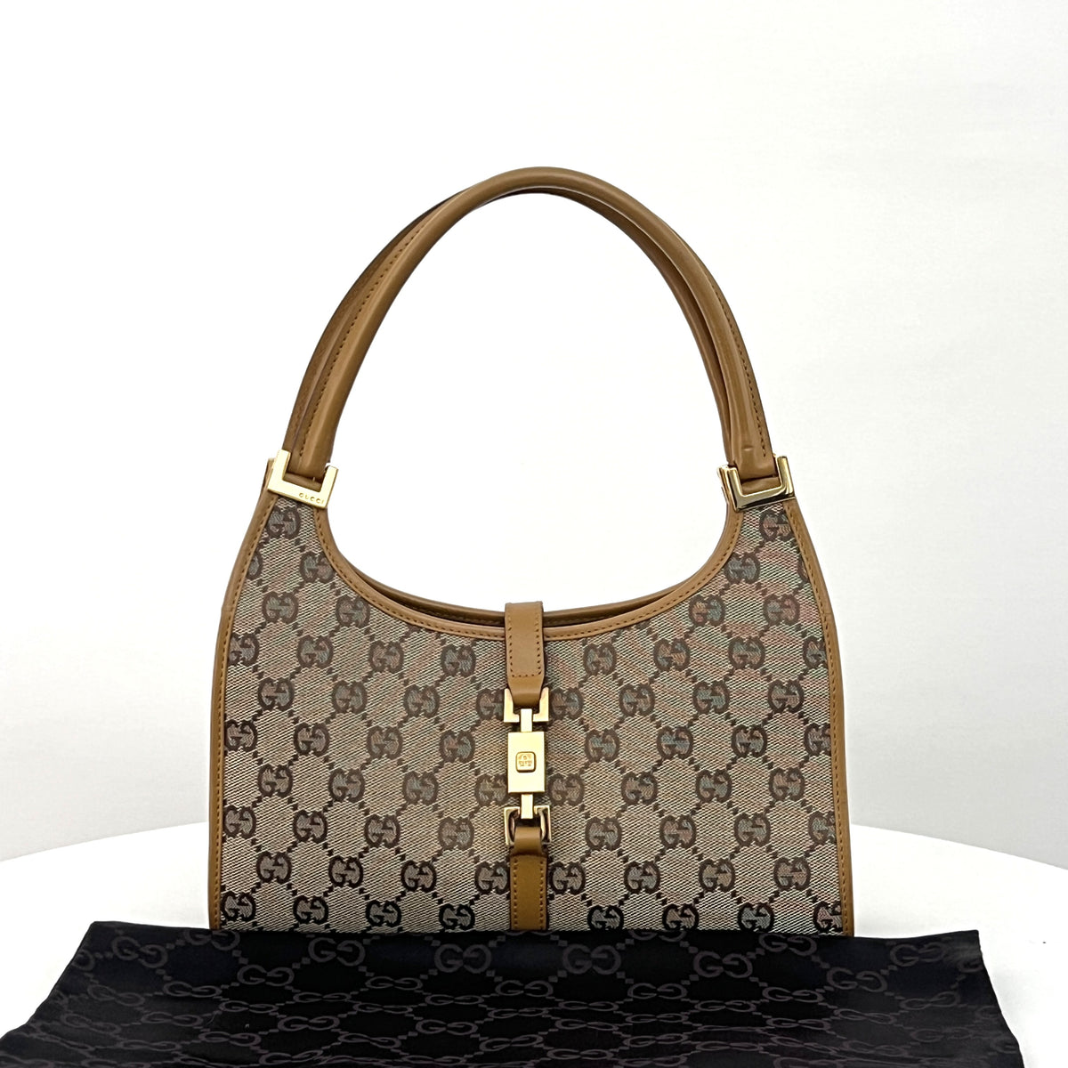 Sac GUCCI Jackie Small toile et cuir beige