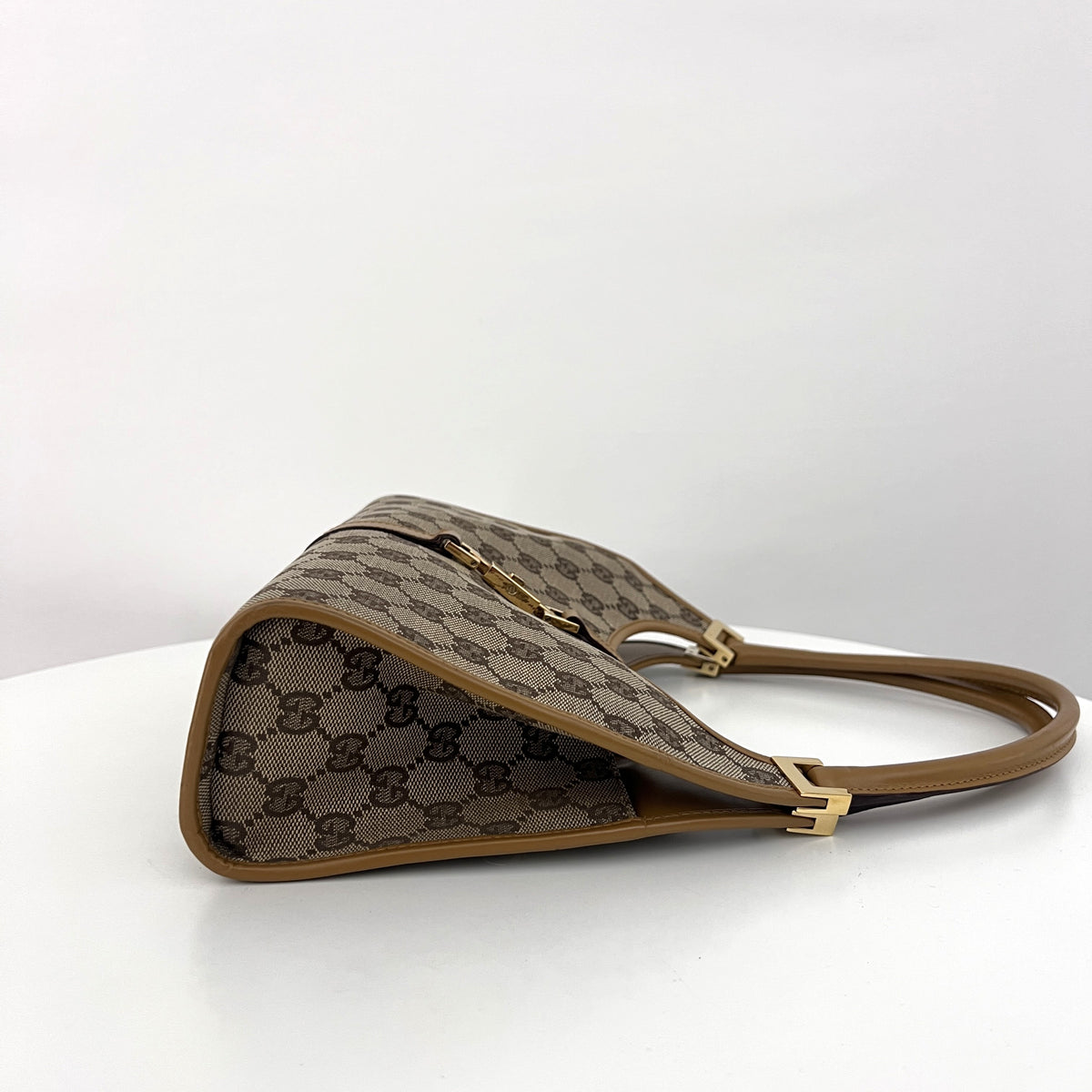 Sac GUCCI Jackie Small toile et cuir beige