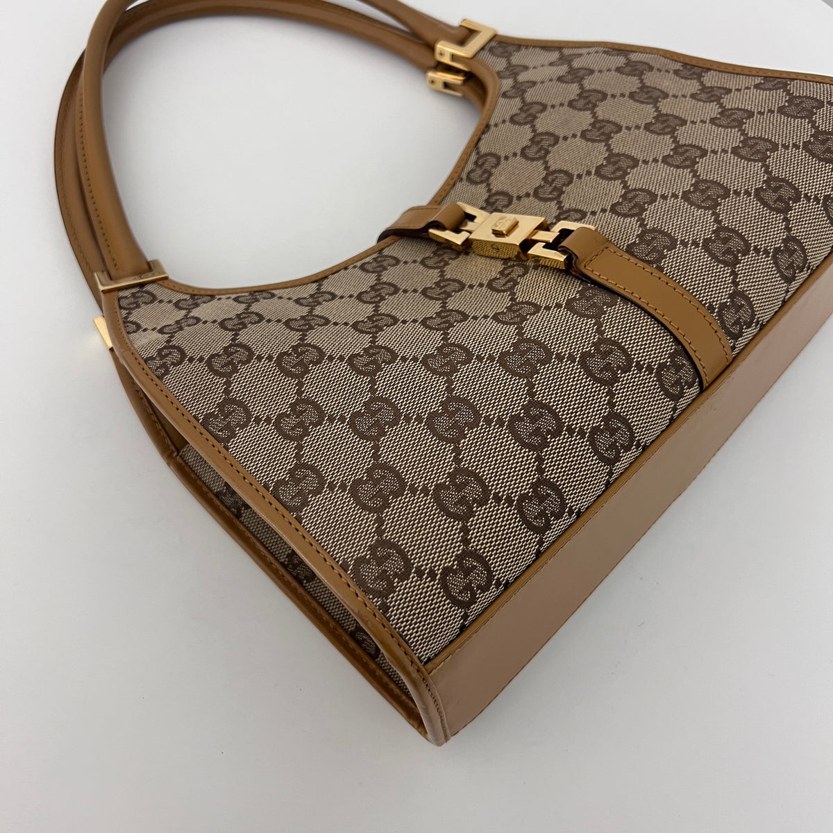 Sac GUCCI Jackie Small toile et cuir beige