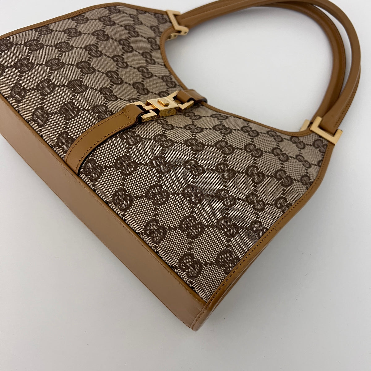 Sac GUCCI Jackie Small toile et cuir beige