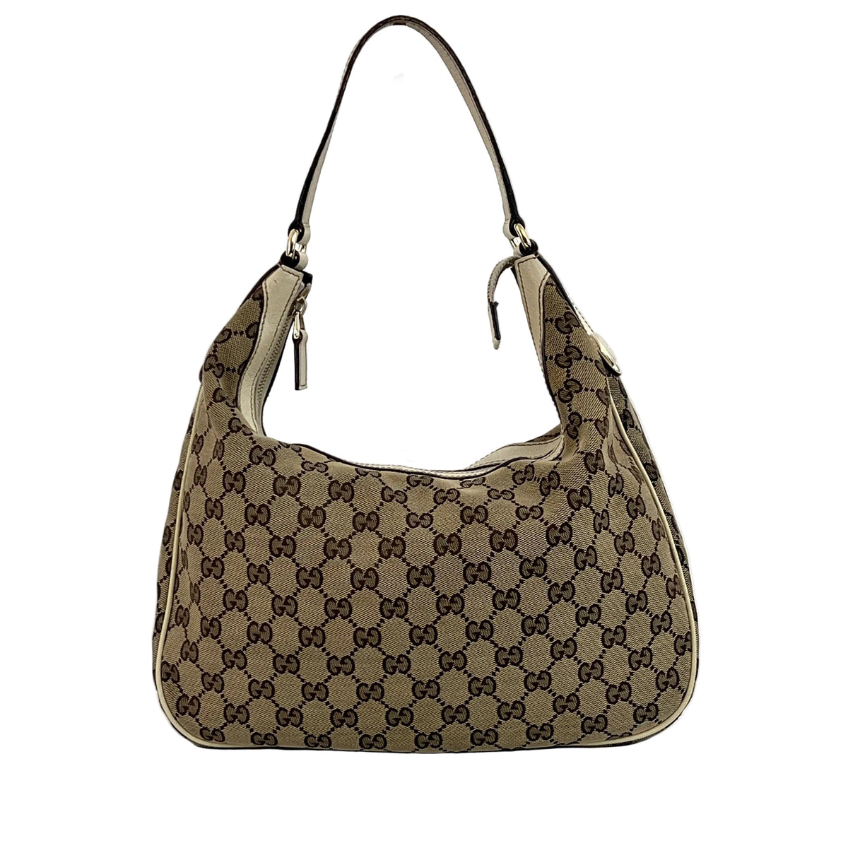 Sac GUCCI Hobo GG toile et cuir beige
