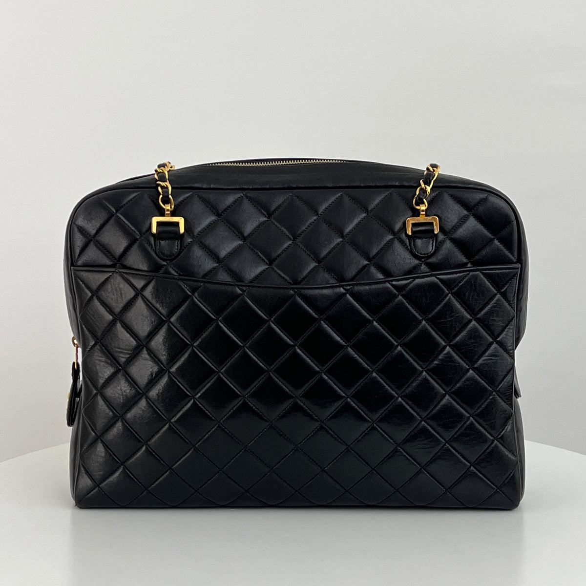 Sac CHANEL Tote Matelassé Chain cuir d'agneau noir vintage 1997-1999