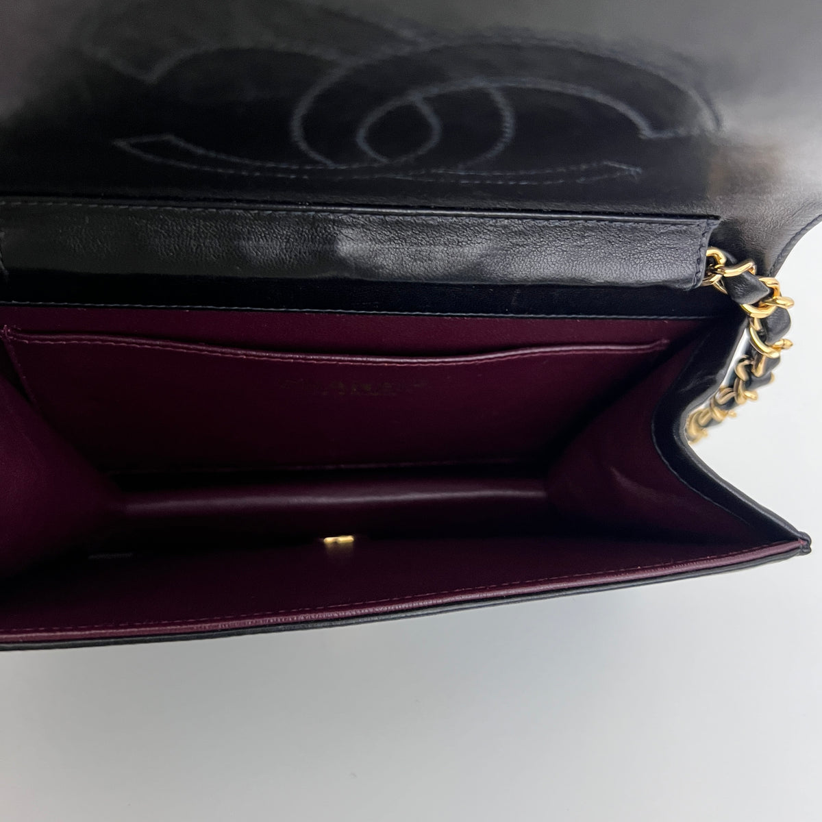 Sac à bandoulière CHANEL Wallet on chain Mini vintage cuir d'agneau noir vintage 2000-2002