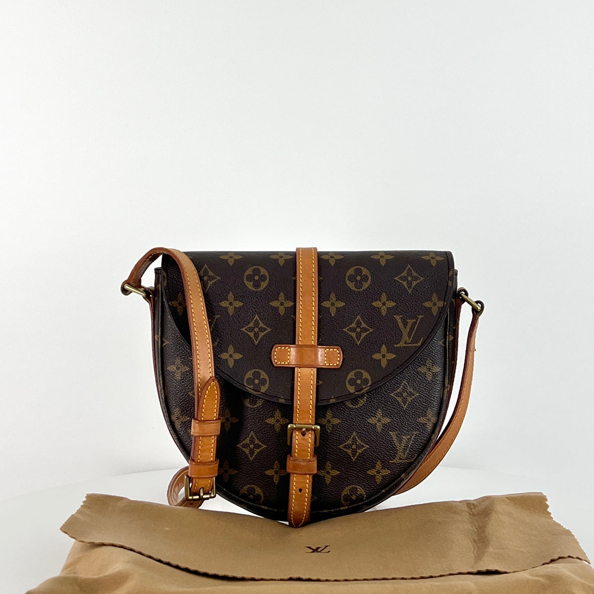 Sac à bandoulière LOUIS VUITTON Chantilly MM toile et cuir marron vintage 1994