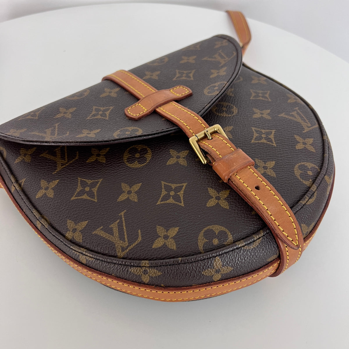 Sac à bandoulière LOUIS VUITTON Chantilly MM toile et cuir marron vintage 1994