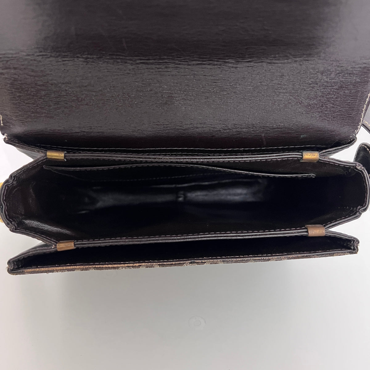 CELINE Triomphe C Carriage bag in canvas and brown leather