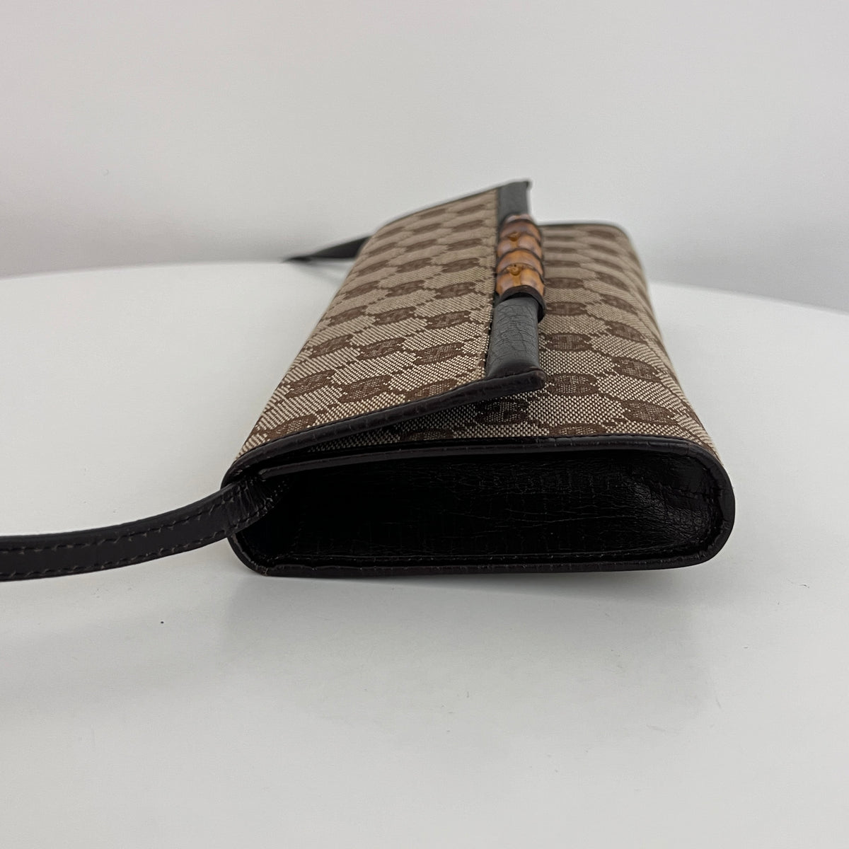 Sac GUCCI GG Bamboo toile et cuir marron