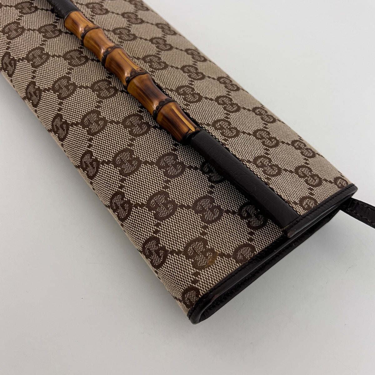 Sac GUCCI GG Bamboo toile et cuir marron