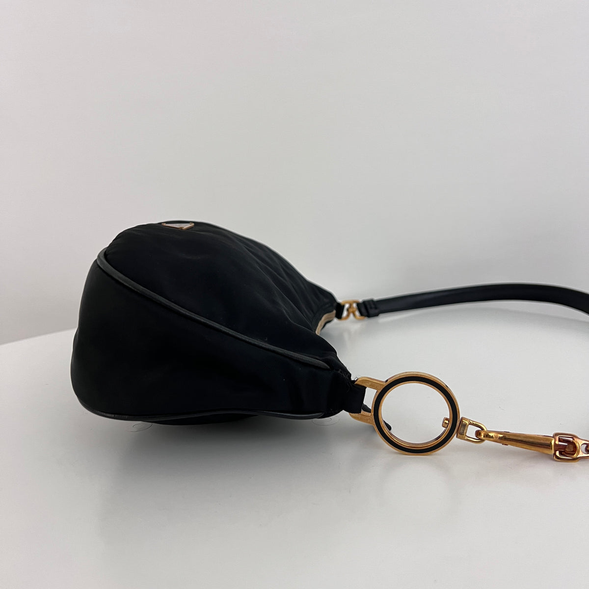 PRADA Shoulder Bag in black nylon and leather