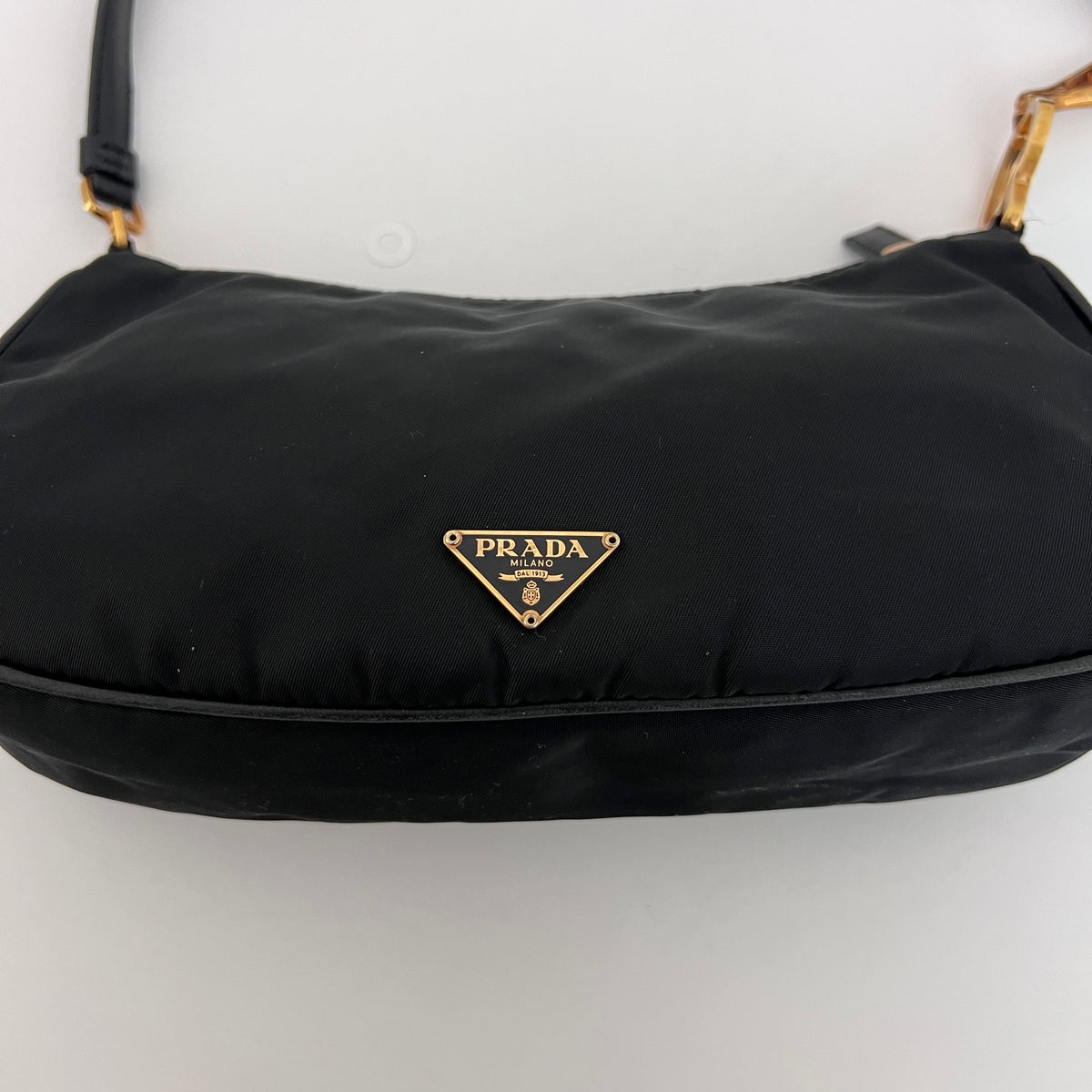 PRADA Shoulder Bag in black nylon and leather