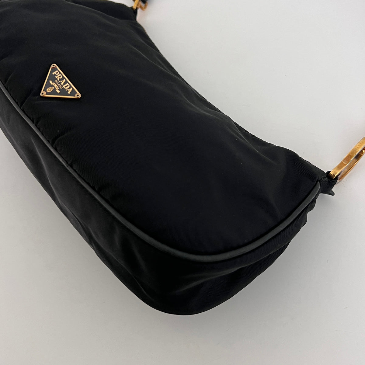 PRADA Shoulder Bag in black nylon and leather