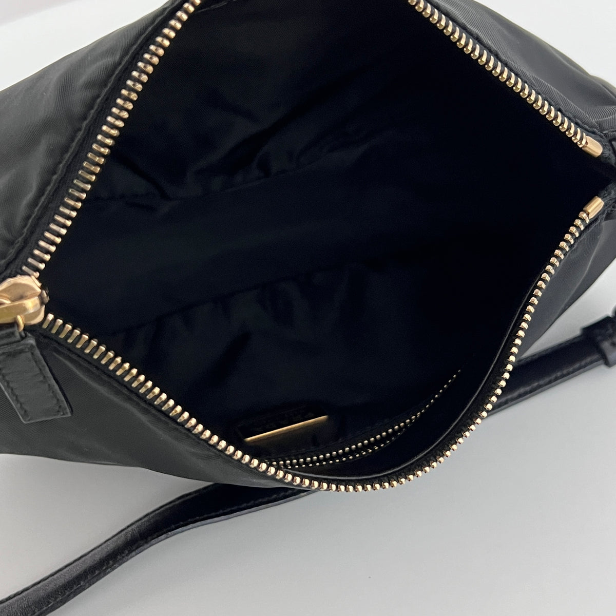 PRADA Shoulder Bag in black nylon and leather