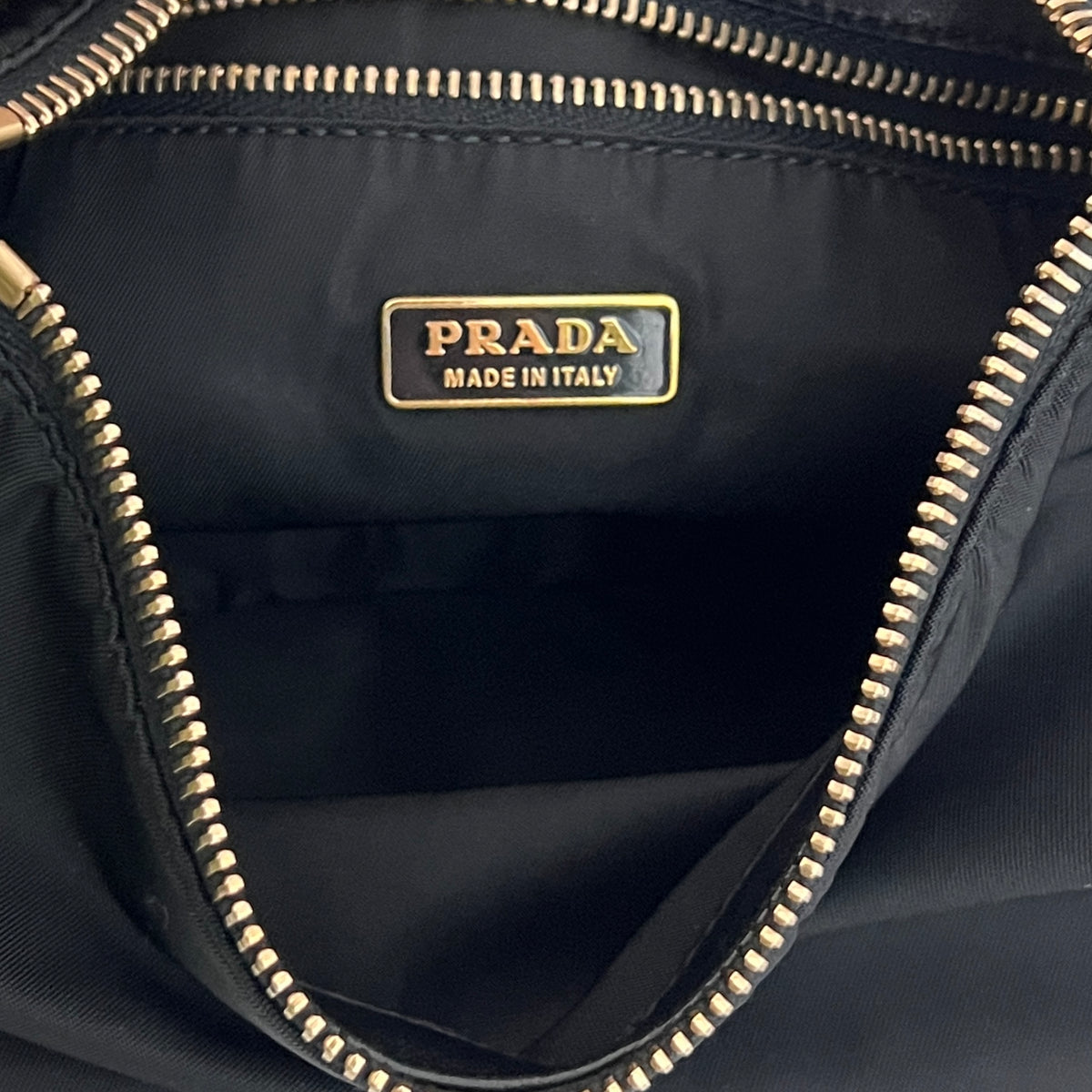 PRADA Shoulder Bag in black nylon and leather