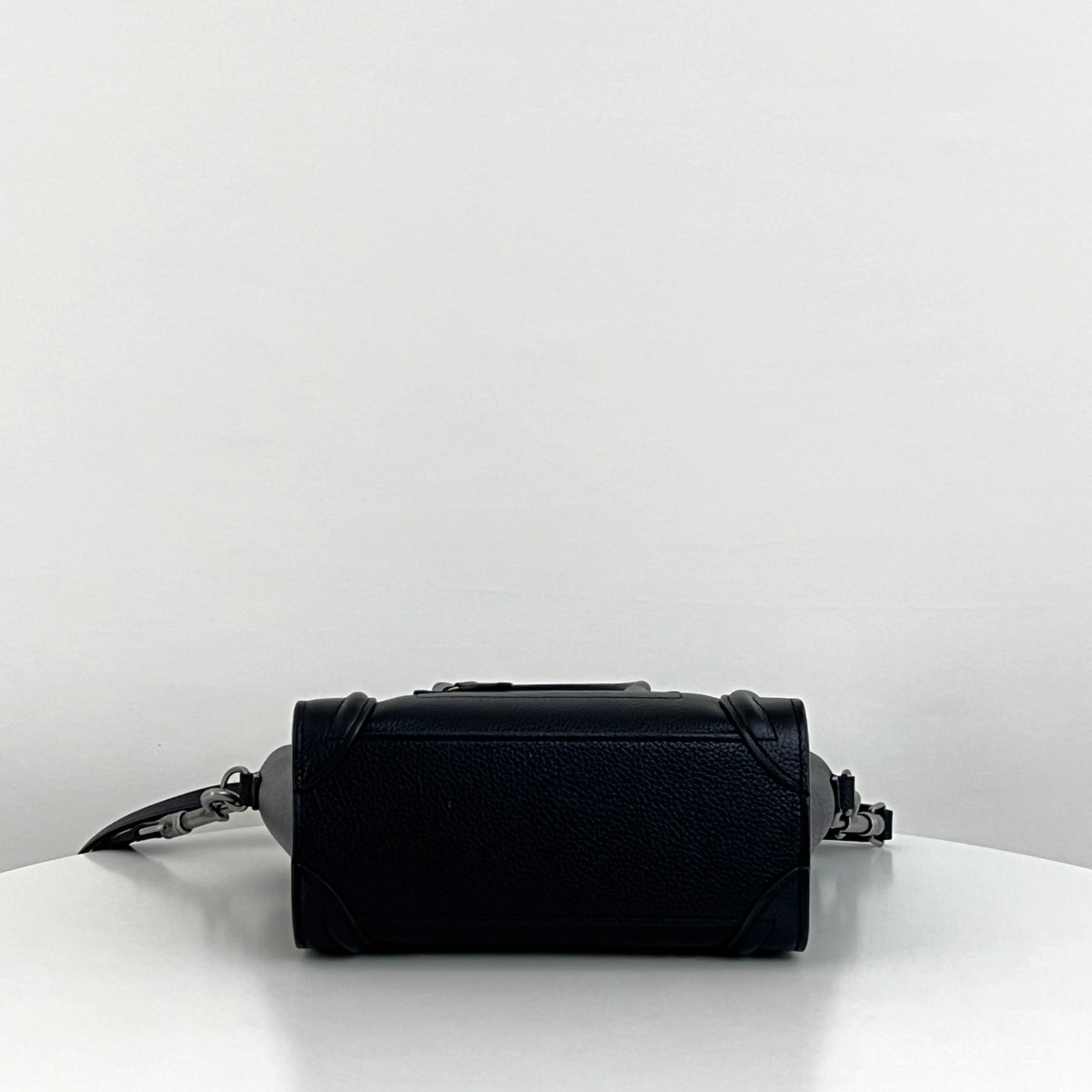 CELINE Nano Luggage shoulder bag in black grained leather