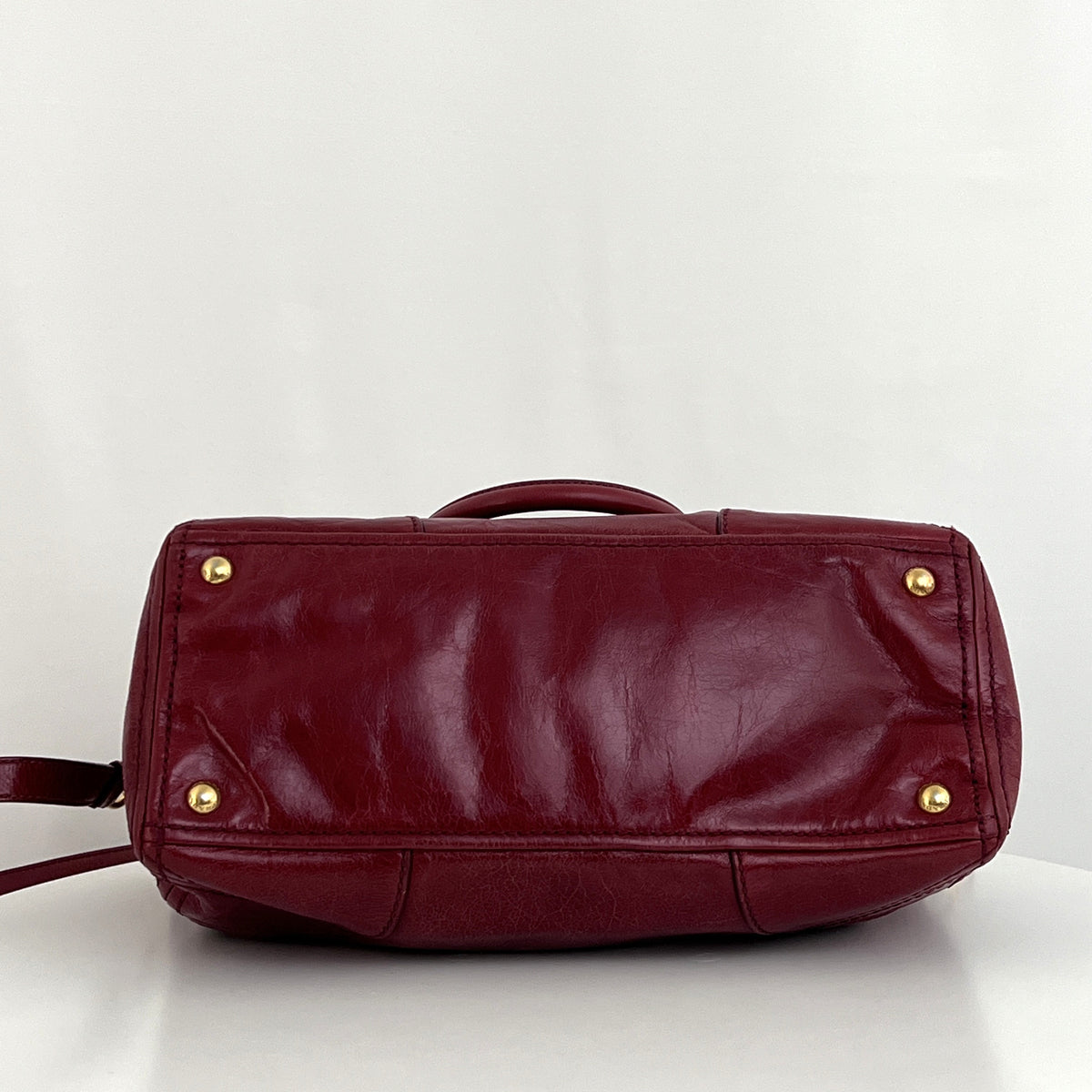 Sac PRADA Vitello Shine Satchel cuir lisse rouge