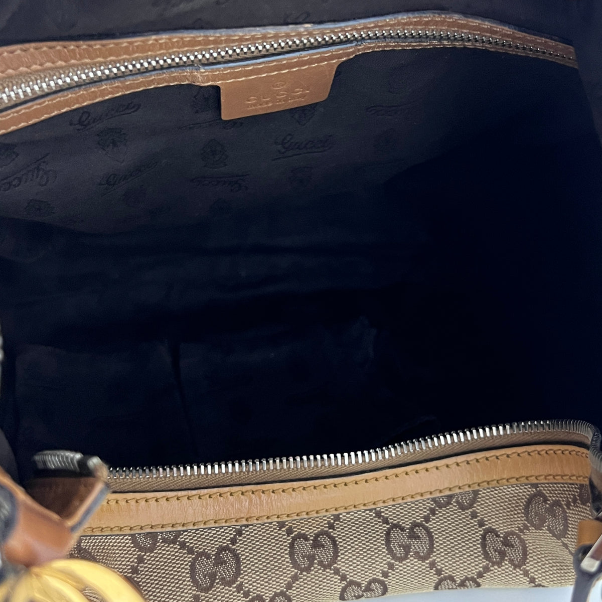GUCCI Twins GG canvas and brown leather hobo bag