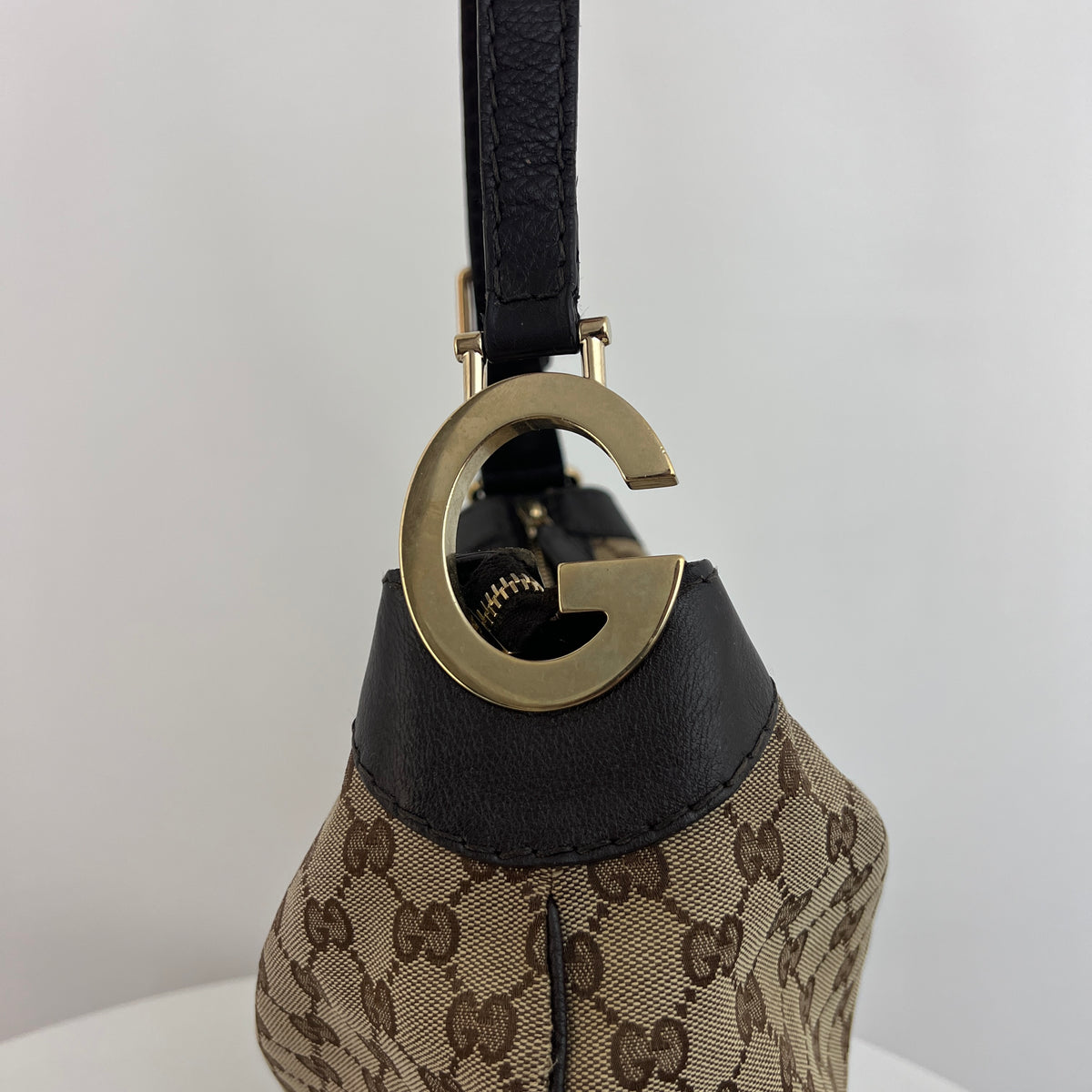 Sac GUCCI Charlotte toile et cuir marron